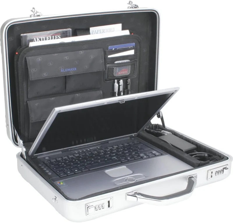 Alumaxx 45188 Attachékoffer Mercato, Alukoffer 34 x 45,5 x 11 cm, Silber Pilotenkoffer, Pilotenkoffe