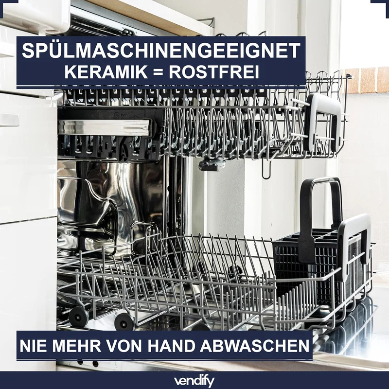 vendify® Keramikmesser 5er-Set Hochwertig sehr scharf - 16,5 cm lang - Küchenmesser mit Keramikkling