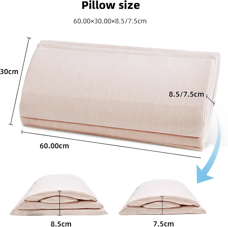 Höhenverstellbares Lendenkissen Bett 60x30x8.5cm, Beige