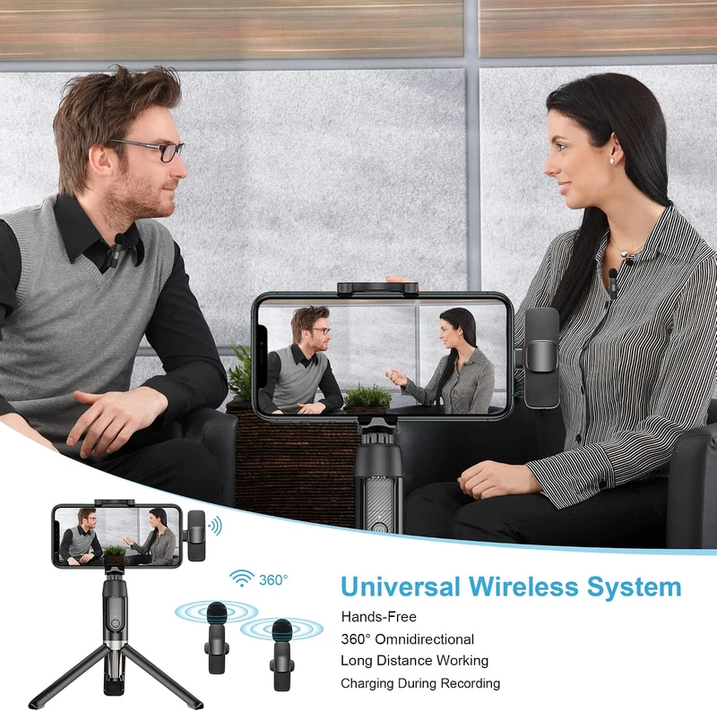 HMKCH Wireless Lavalier Microphone for Phone (USB-C), Dual Video Recording, Live Stream, Vlog, YouTu