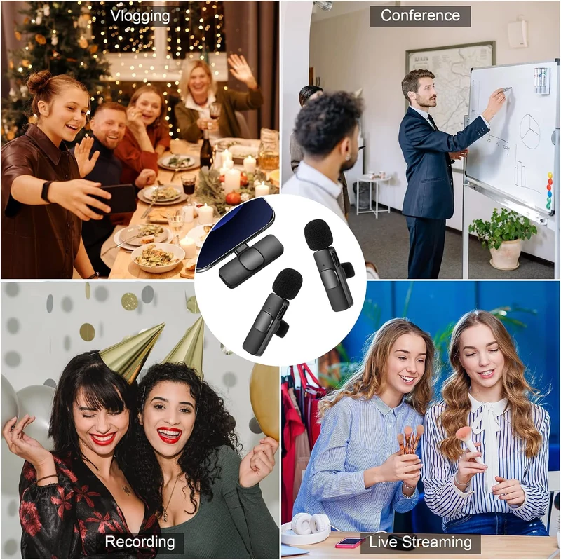 HMKCH Wireless Lavalier Microphone for Phone (USB-C), Dual Video Recording, Live Stream, Vlog, YouTu