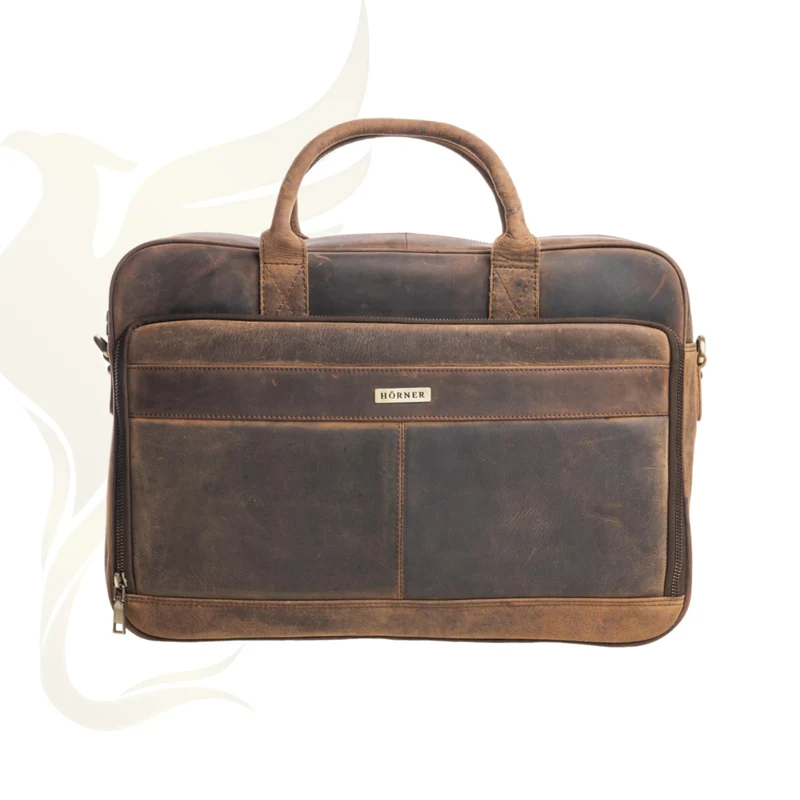 Hörner Umhängetasche München - Herren - Laptop Tasche 16 Zoll - Arbeitstasche Herren Aus Braunem Led