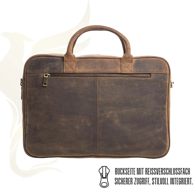 Hörner Umhängetasche München - Herren - Laptop Tasche 16 Zoll - Arbeitstasche Herren Aus Braunem Led