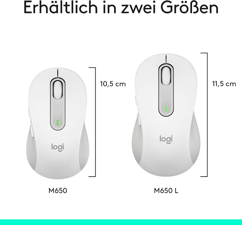 Logitech Signature M650 L Kabellose Maus - für grosse Hände, Leise Klicks, Anpassbare Seitentasten,