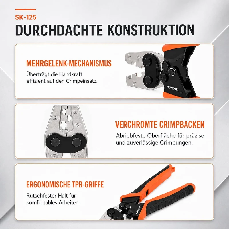 KF CPTEC Crimpzange für isolierte Endverbinder CE1/CE2/CE5, 0,5–6 mm²