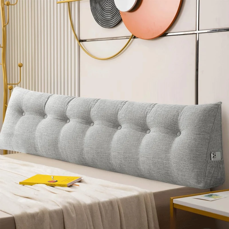 Rückenkissen 200 cm Breit - Lesekissen für Bett und Sofa Keilkissen Rückenpolster Kissen mit Waschba