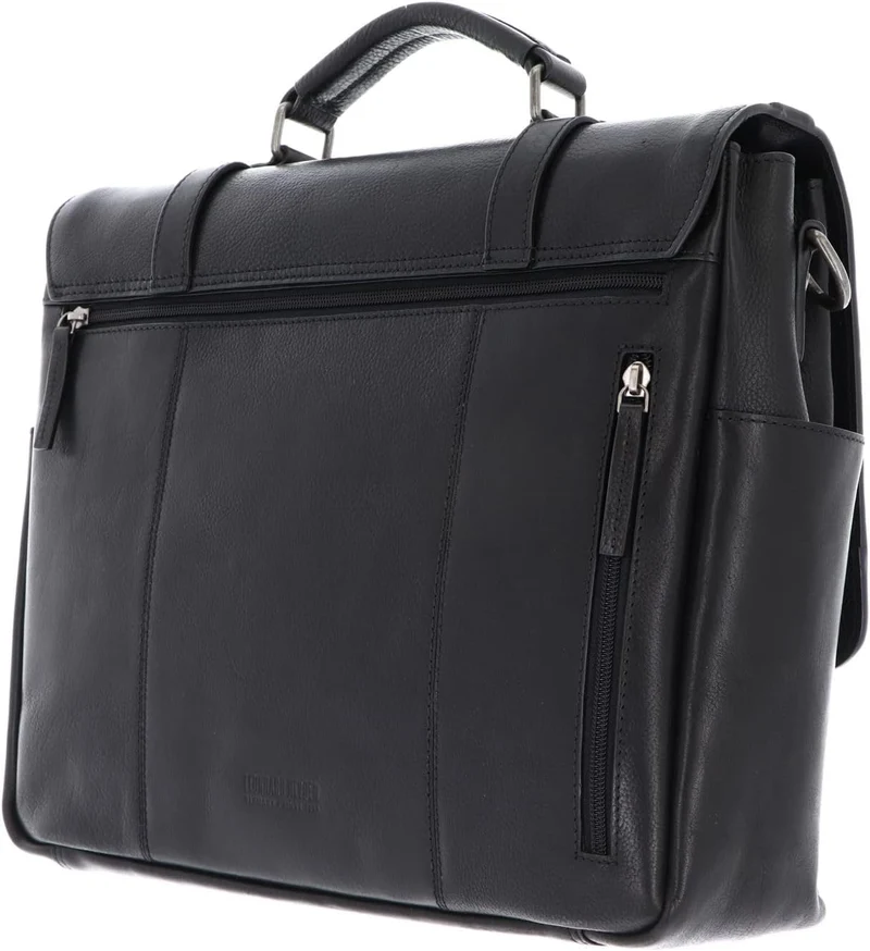 Leonhard Heyden Leder Aktentasche Businesstasche mit Laptopfach Roma Aktenmappe 2 Fächer 5372 Schwar
