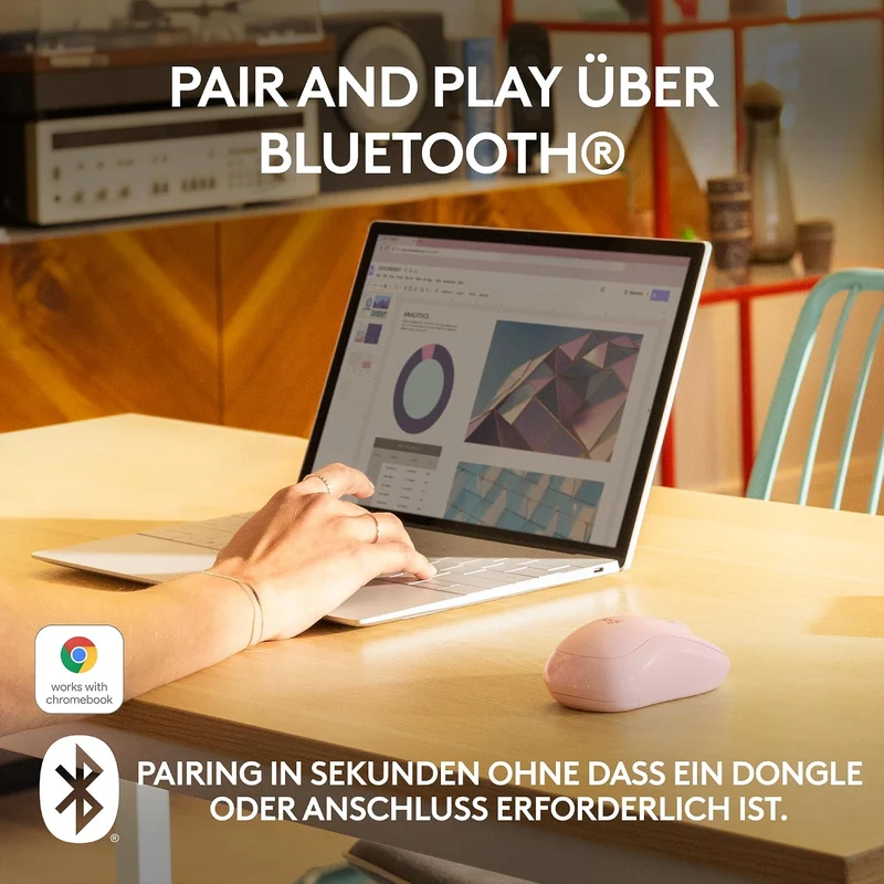 Logitech M240 Silent Bluetooth Maus, Kabellos, Kompakt Rosa, Rosa