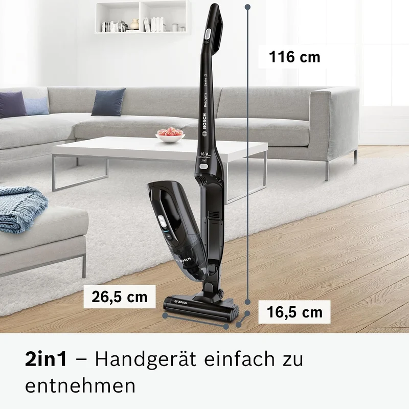 Bosch Akku-Staubsauger Readyy'y Serie 2 BCHF216B, kabellos, beutellos, 2in1 Lösung mit abnehmbarem H