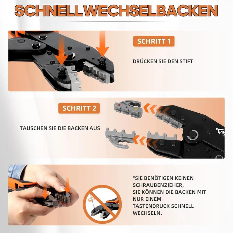 KF CPTEC Crimpzangen-Set 5-tlg. mit Wechselbacken für Kabelschuhe 5 Stück, 5 Stück