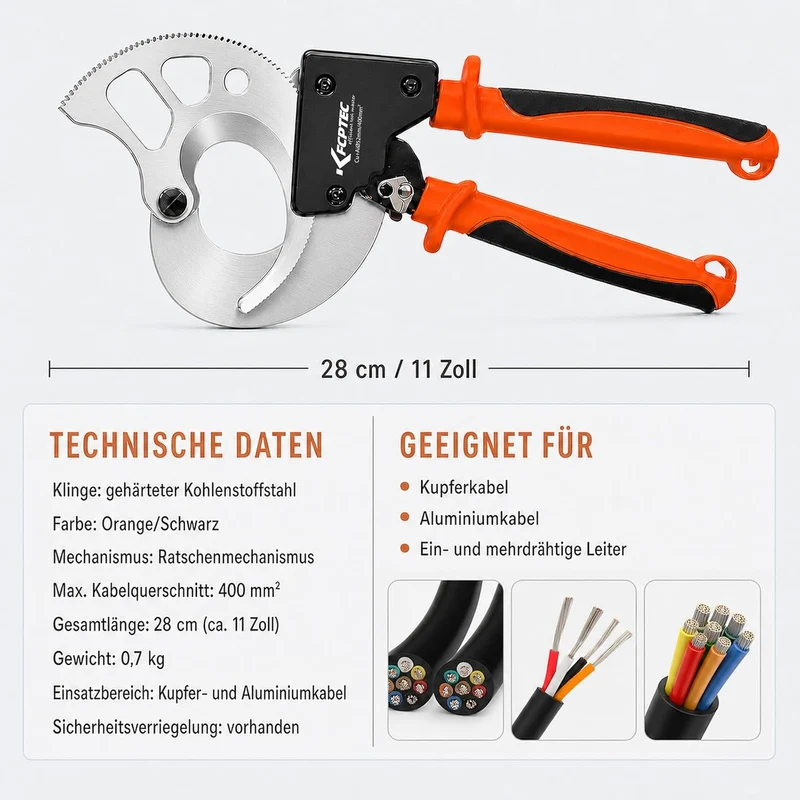 KF CPTEC Ratschen-Kabelschneider bis 400 mm²