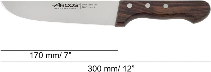 Arcos Serie Atlantico - Metzgermesser - Klinge Nitrum Edelstahl 170 mm - HandGriff Rosenholz Farbe B