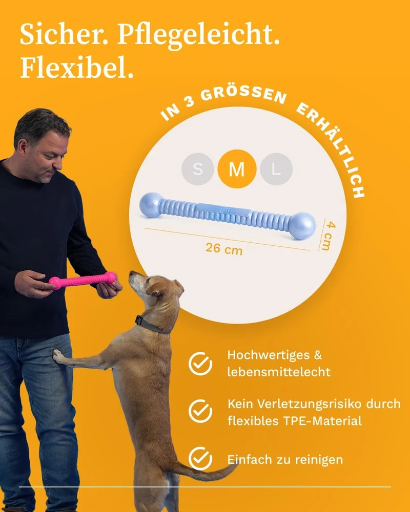 Martin Rütter FUNSTIX Stöckchenersatz für Hunde Grösse: M, Farbe: Metallic-Blau – Flexibler & sicher