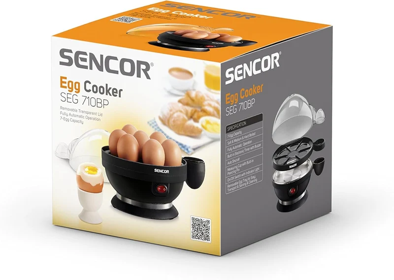 Sencor SEG 710BP Eierkocher für 7 Eier, 3 Kochstufen, Kunststoff, Schwarz