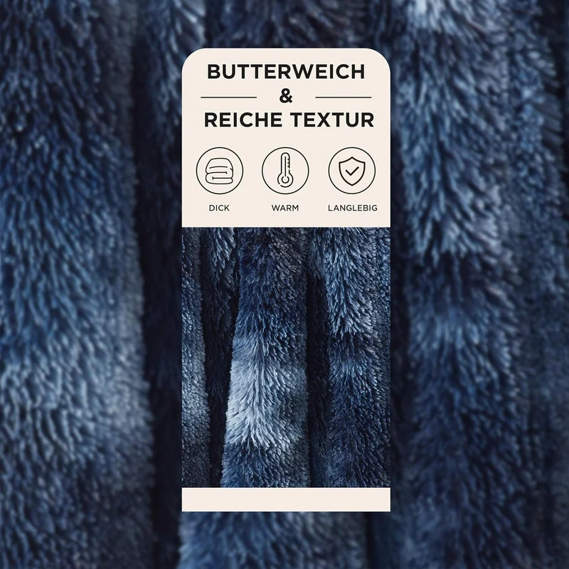 BEDSURE Kuscheldecke Flauschig Decke, Blau Sofadecke Warm Sherpa Decke, Felldecke Dicke Decken Couch