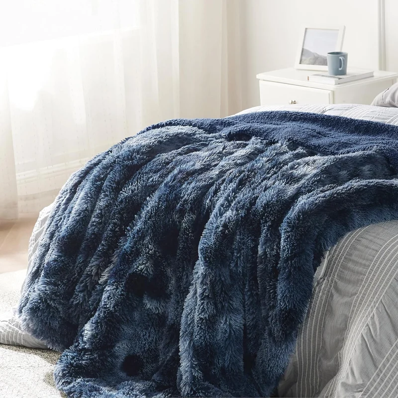 BEDSURE Kuscheldecke Flauschig Decke, Blau Sofadecke Warm Sherpa Decke, Felldecke Dicke Decken Couch