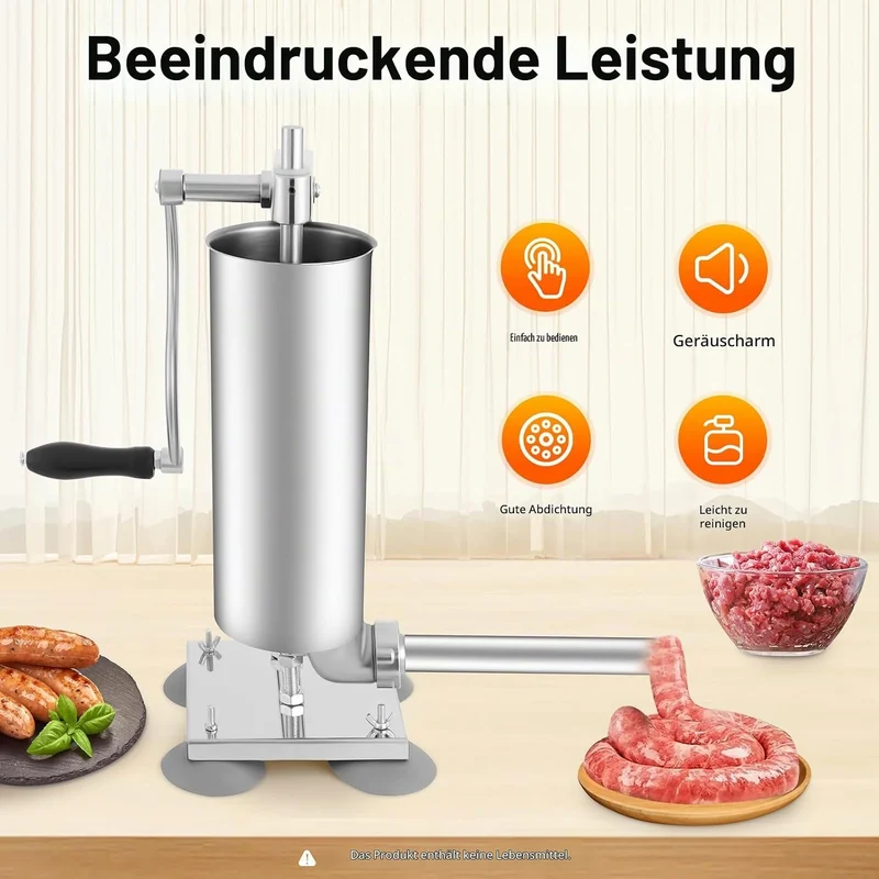 WurstfüLler Manuell Profi KüChe WurstfüLlmaschine Horizontale Aus Edelstahl Mit Saugfuss Verpackt 4