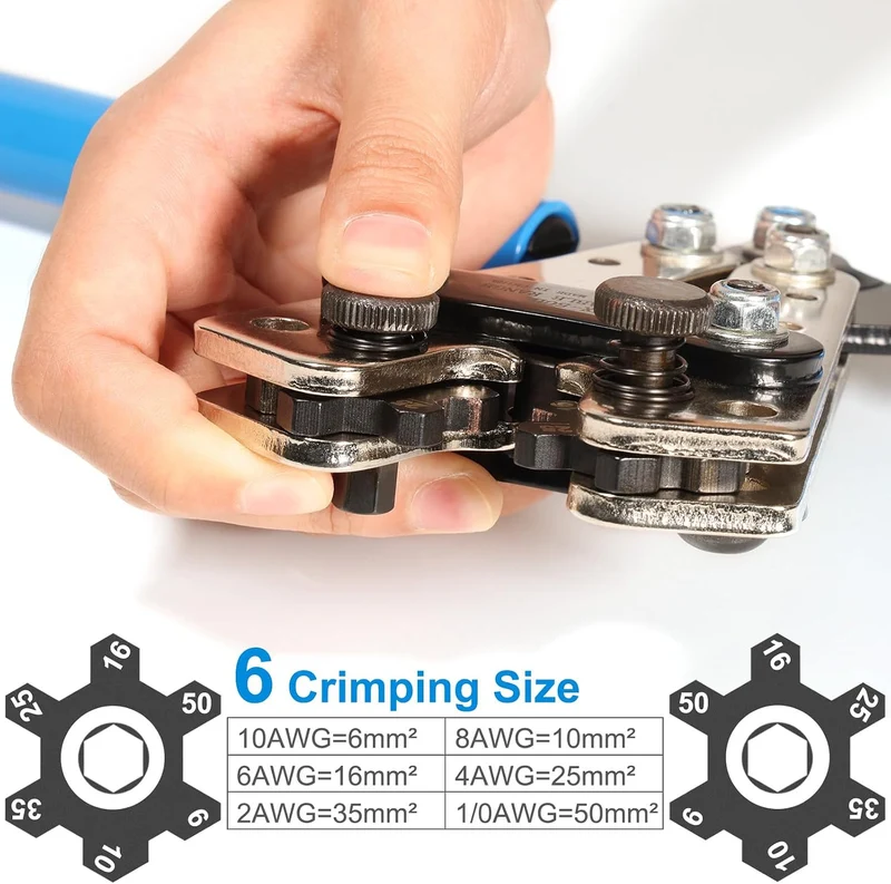 Solsop Batteriekabelschuh Crimpzange Set 6-50mm² mit Kabelschneider 6-50mm² Set, 6-50mm² Set