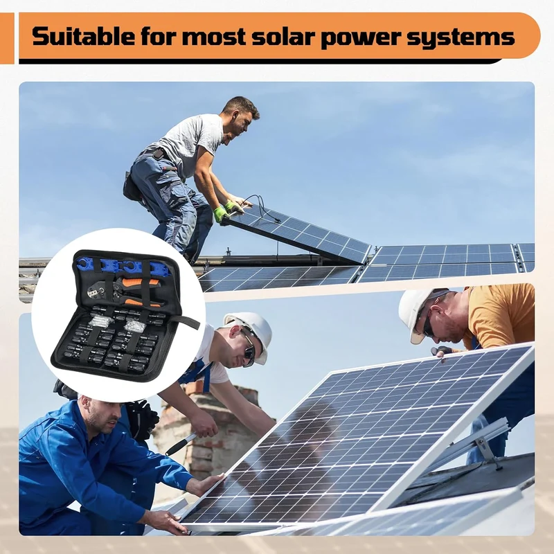 Solar Crimpzangen Set für 2,5–6 mm² PV-Kabel, Photovoltaik Werkzeugset mit Crimpzange, 20 Paar Solar