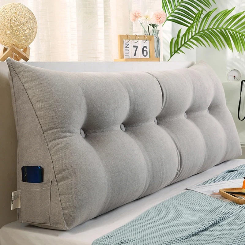 Rückenkissen Abnehmbar Dreieckiges Lendenkissen für Bett Sofa Grau 60*50*20cm, Grau 60*50*20cm