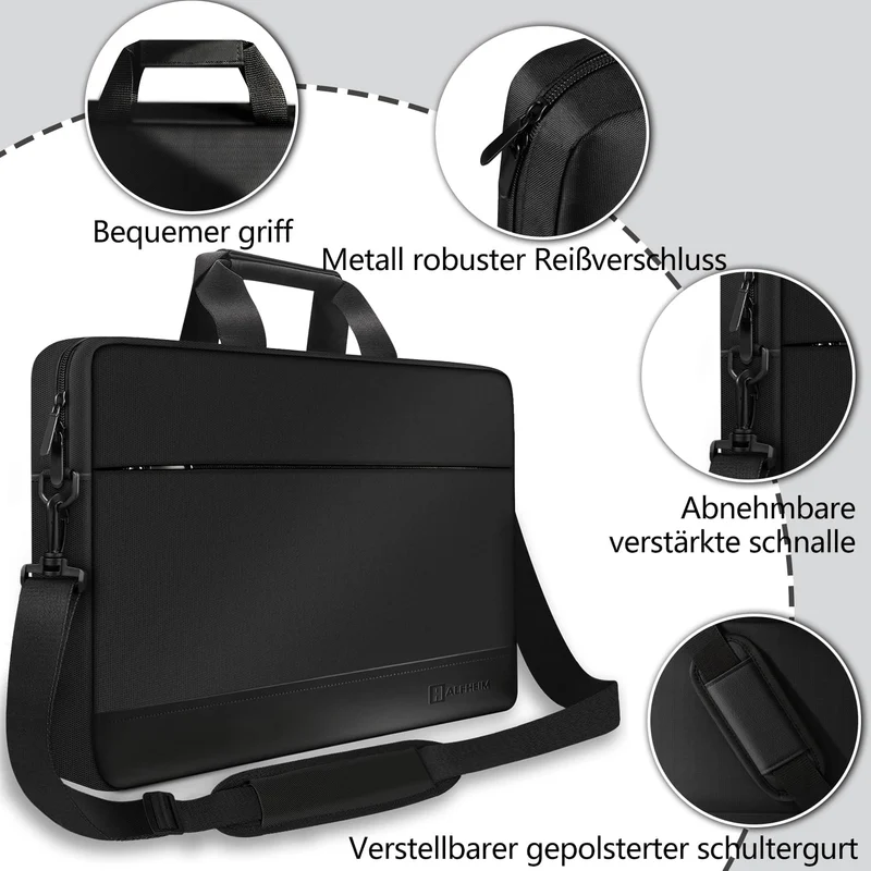 Alfheim 15,6-16 Zoll Laptop Tasche mit Schultergurt für Geschäft/Arbeit | Leichte Wasserdichte Akten
