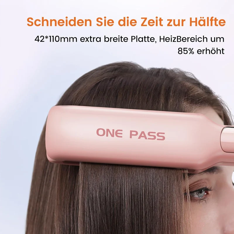 Faszin Professionelle Glätteisen, 42mm Breite Titanplatten mit Negativer Ionenfunktion, 30s Schnelle