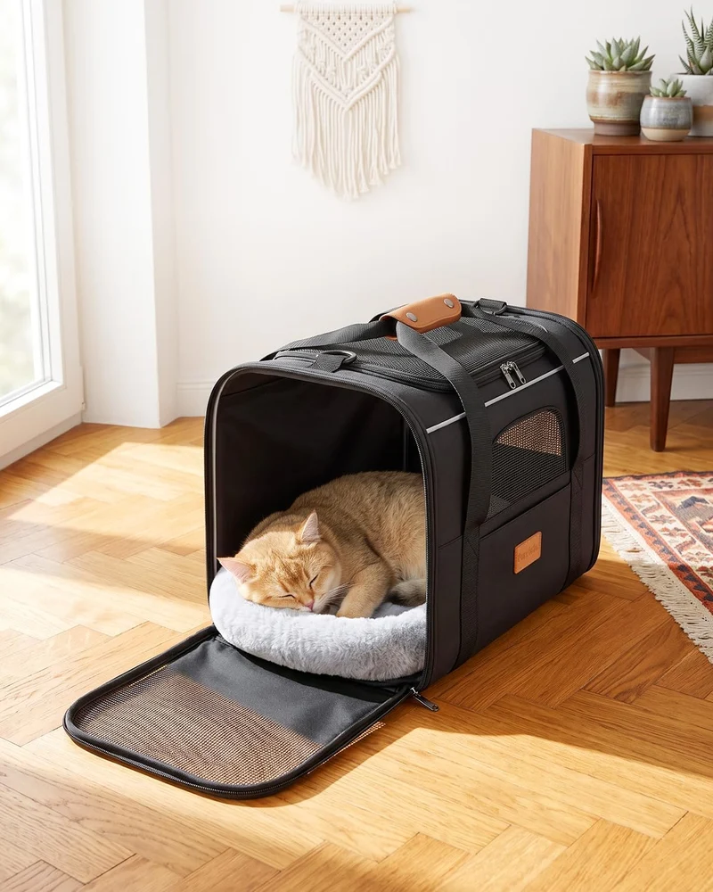 Katzentransporttasche faltbar bis 10 kg – Stabile Transportbox für Katzen & kleine Hunde mit Stahlra