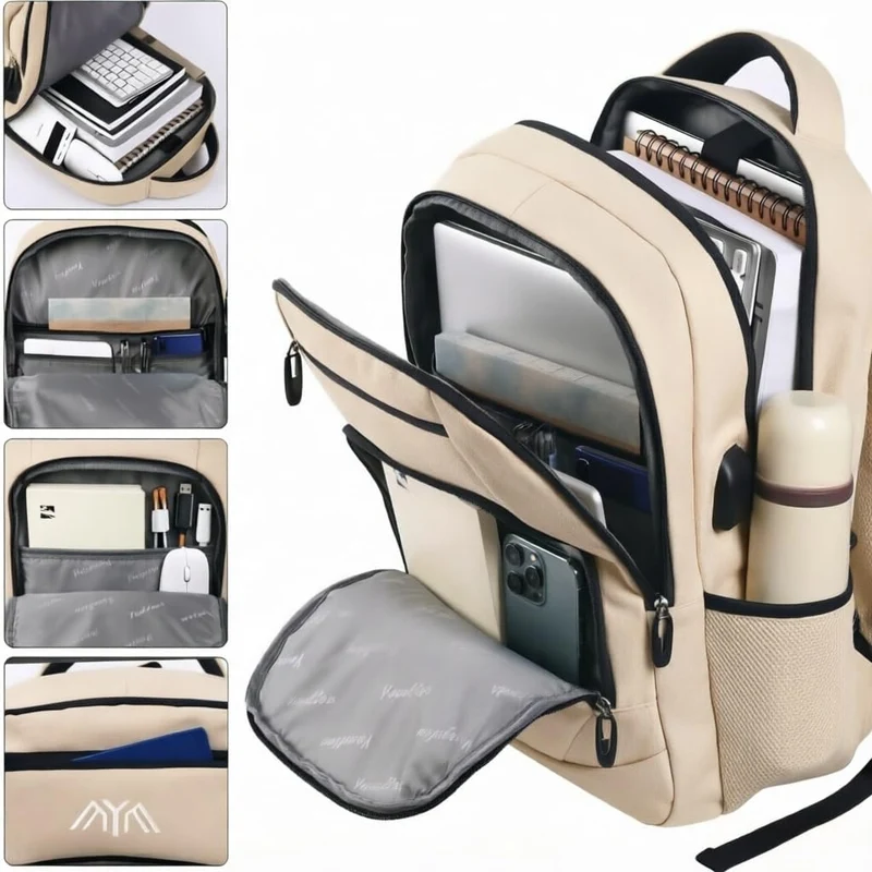 YAMTION Schulrucksack Herren Damen Jungen Mädchen Teenager 15,6 Zoll Notebook USB Ladeanschluss Dayp