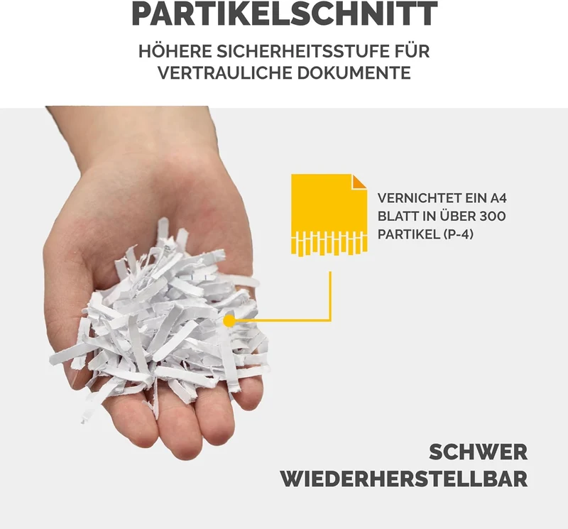 Fellowes Aktenvernichter 6 Blatt Partikelschnitt (P4), TÜV SÜD + GS zertifizierter Papierschredder Z