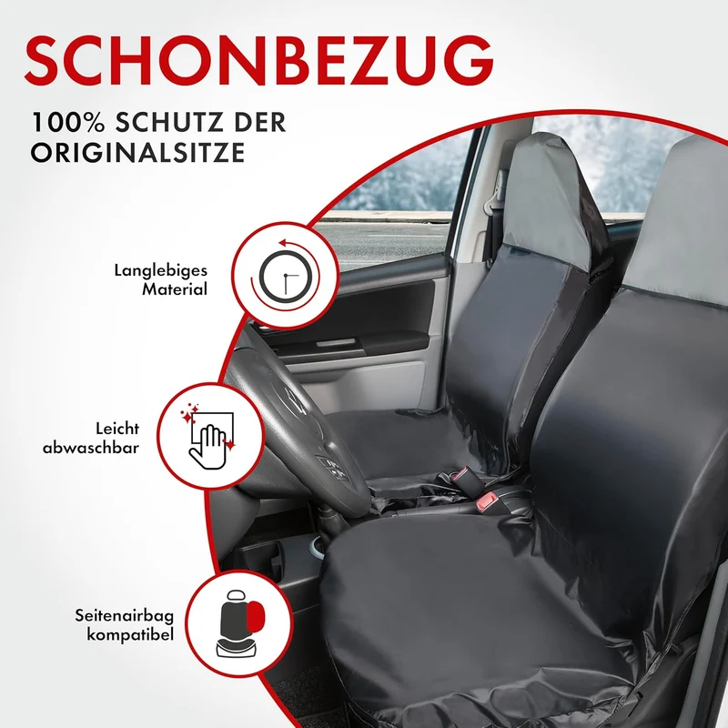 Walser Autositzbezug Smart Protect für Vordersitz grau Schwarz, Schwarz