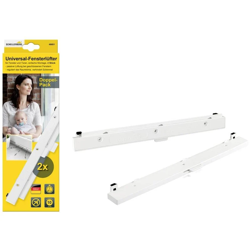 Schellenberg 46601 Universal-Fensterlüfter Passivlüftung für den Fensterflügel, Starterset/Doppelpac