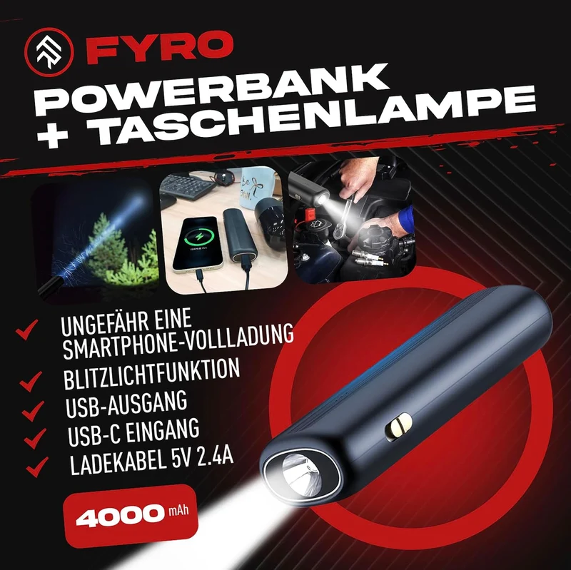 FYRO elektrische Luftpumpe, 4000 mAh, 10 Bar Kompressor für Fahrräder, Motorräder, Autos, Luftmatraz