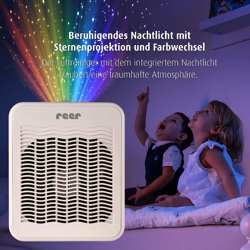 reer 4in1 Air Purifier, Luftreiniger mit HEPA und Aktivkohle Filter mit beruhigendem Nachtlicht, Ste
