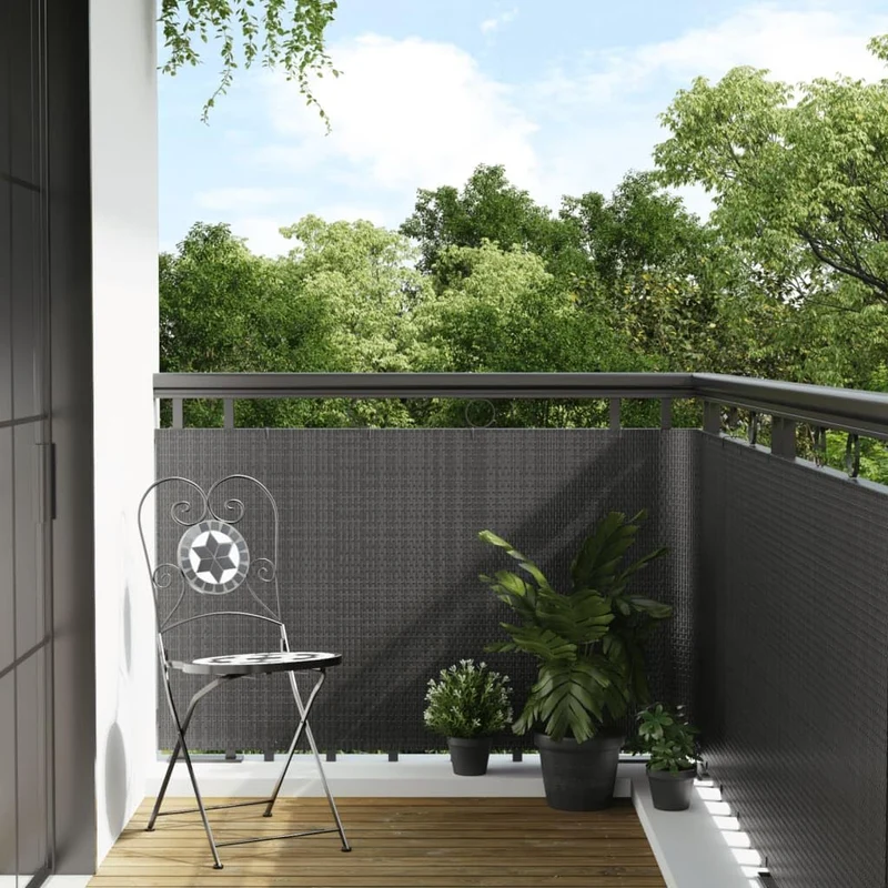 vidaXL Balkon-Sichtschutz Anthrazit 300x80 cm Poly Rattan Anthrazit 300 x 80 cm, Anthrazit 300 x 80
