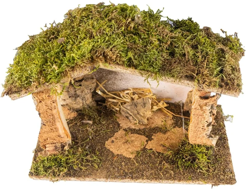 Leere Hütte für Krippe 30 x 15 x 19 cm (11,81 x 5,90 x 7,48 Zoll), Struktur hergestellt und von Hand
