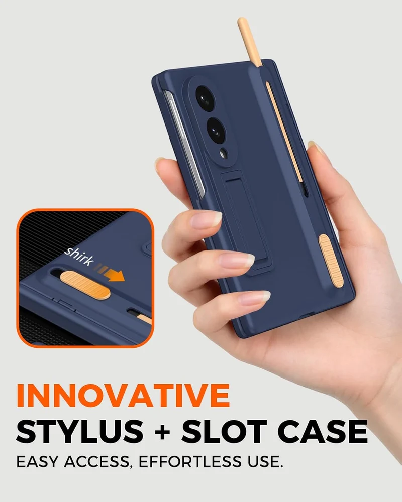 NINKI Hülle für Samsung Galaxy Z Fold 8 mit Stift und Penhalter, [Scharnierschutz & Displayschutz] M