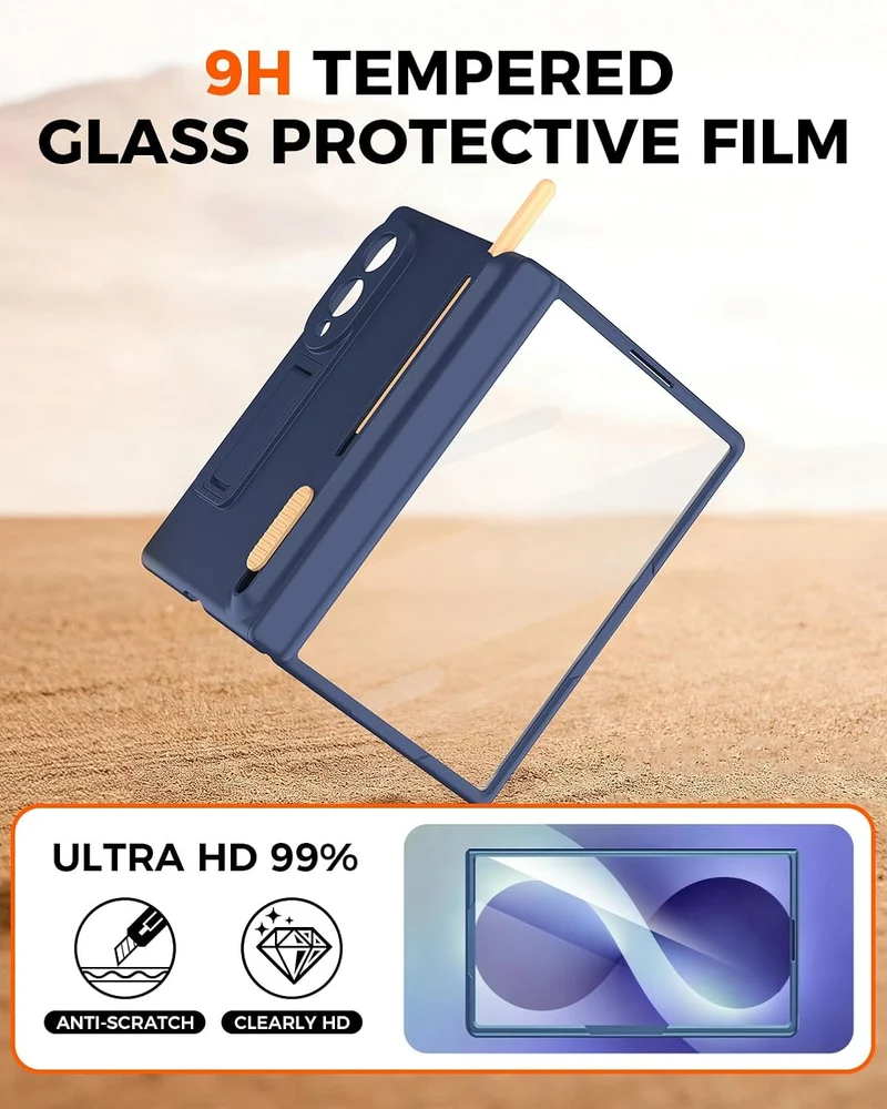 NINKI Hülle für Samsung Galaxy Z Fold 8 mit Stift und Penhalter, [Scharnierschutz & Displayschutz] M