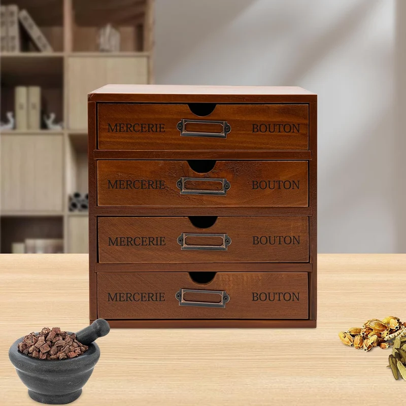 Schreibtisch Organizer Holz Büro Aufbewahrungsbox mit Schubladen Vintage für Büroutensilien Halskett