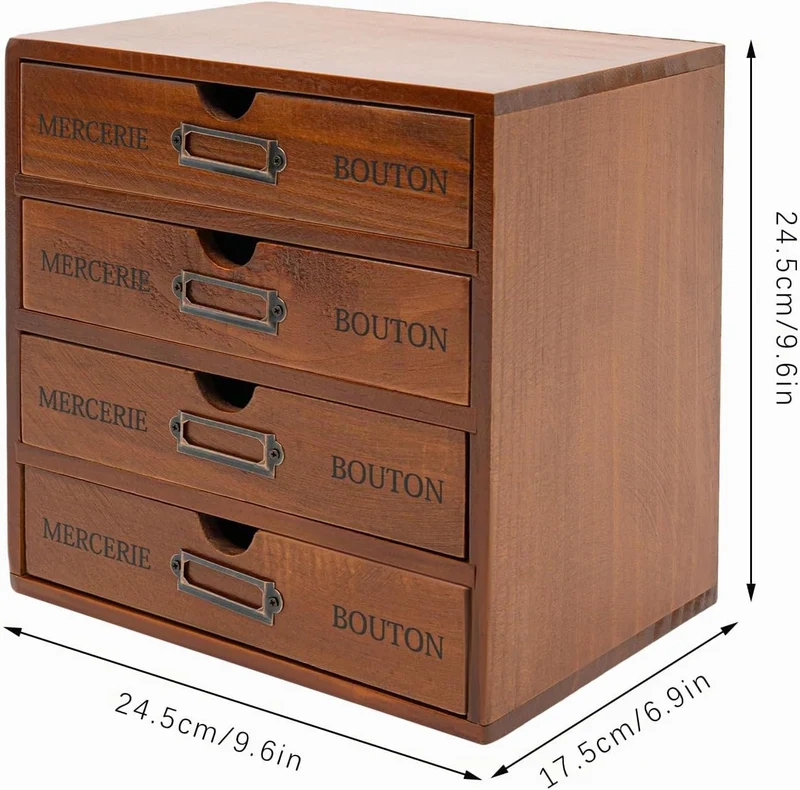 Schreibtisch Organizer Holz Büro Aufbewahrungsbox mit Schubladen Vintage für Büroutensilien Halskett