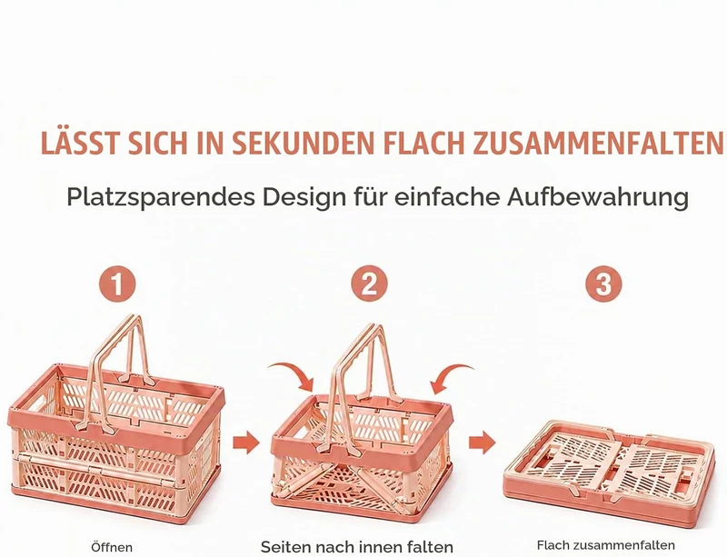 2 Stück Klappbox Faltbar mit Henkel(Orange)30,5 x 20,5 x 16,5 cm, Orange