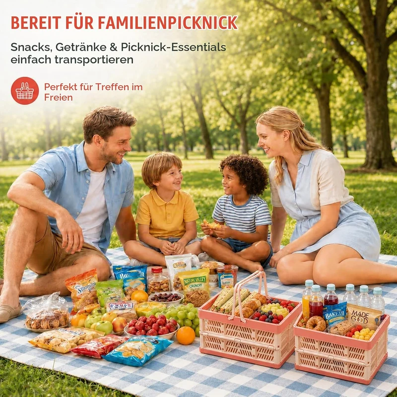 2 Stück Klappbox Faltbar mit Henkel(Orange)30,5 x 20,5 x 16,5 cm, Orange