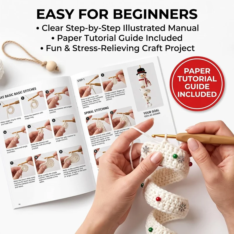 Generisch 4Pcs Häkel-Schneemann Spiral-Ornament DIY-Bastelset für Anfänger, 4Pcs