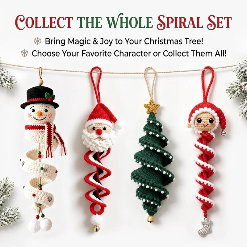 Generisch 4Pcs Häkel-Schneemann Spiral-Ornament DIY-Bastelset für Anfänger, 4Pcs