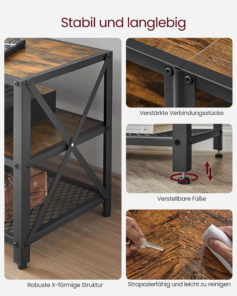 VASAGLE Fernsehtisch, für Fernseher bis zu 75 Zoll, 178 x 39 x 52 cm, 178 x 39 x 52 cm