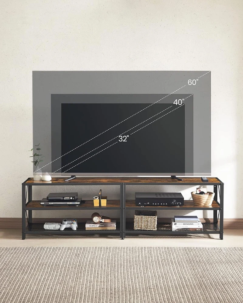 VASAGLE Fernsehtisch, für Fernseher bis zu 75 Zoll, 178 x 39 x 52 cm, 178 x 39 x 52 cm