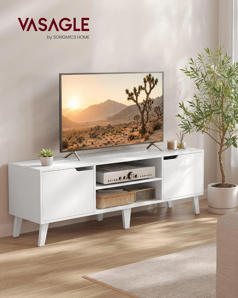 VASAGLE TV-Schrank, Lowboard, Fernsehschrank mit Verstellbarer Ablage, für Fernseher bis zu 65 Zoll,