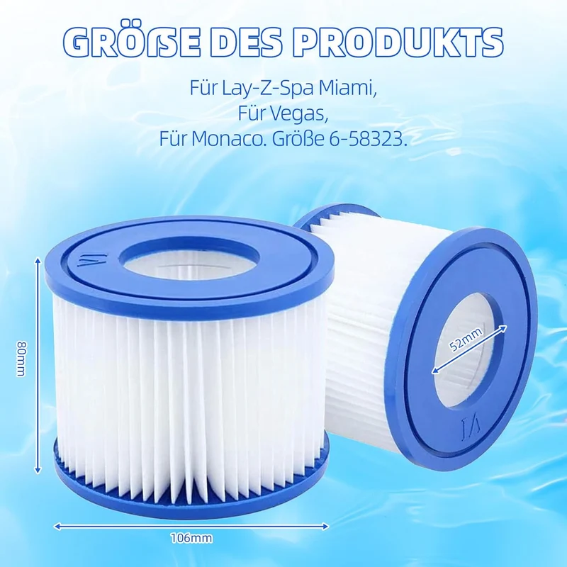 VI Filterkartusche für Pool, Flowclear Pool Filter, Filter Ersatzfilter für Lay-Z-Spa Miami, für Veg