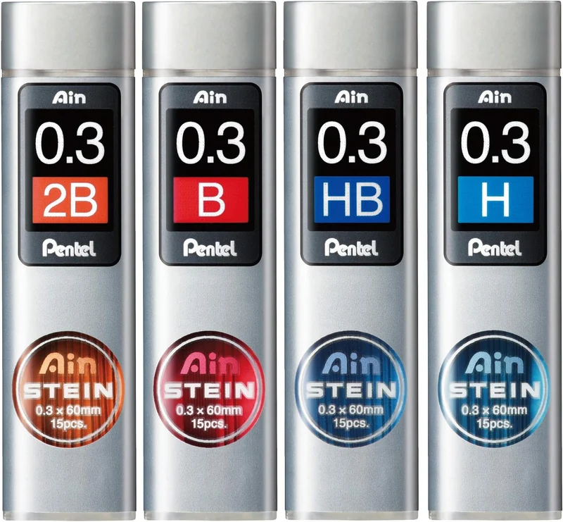 Pentel C273-HBO Ain Stein Feinmine, Strichstärke 0.3 mm, Härtegrad HB, 15 Minen je Dose, HB