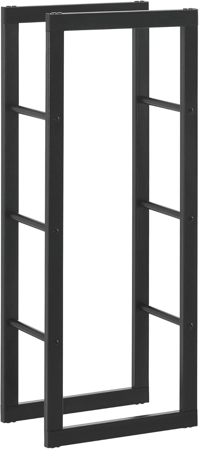 [en.casa] Kaminholzregal 40x100x25cm Brennholzregal Feuerholzregal Holzhalter Schwarz 40 x 100 x 25