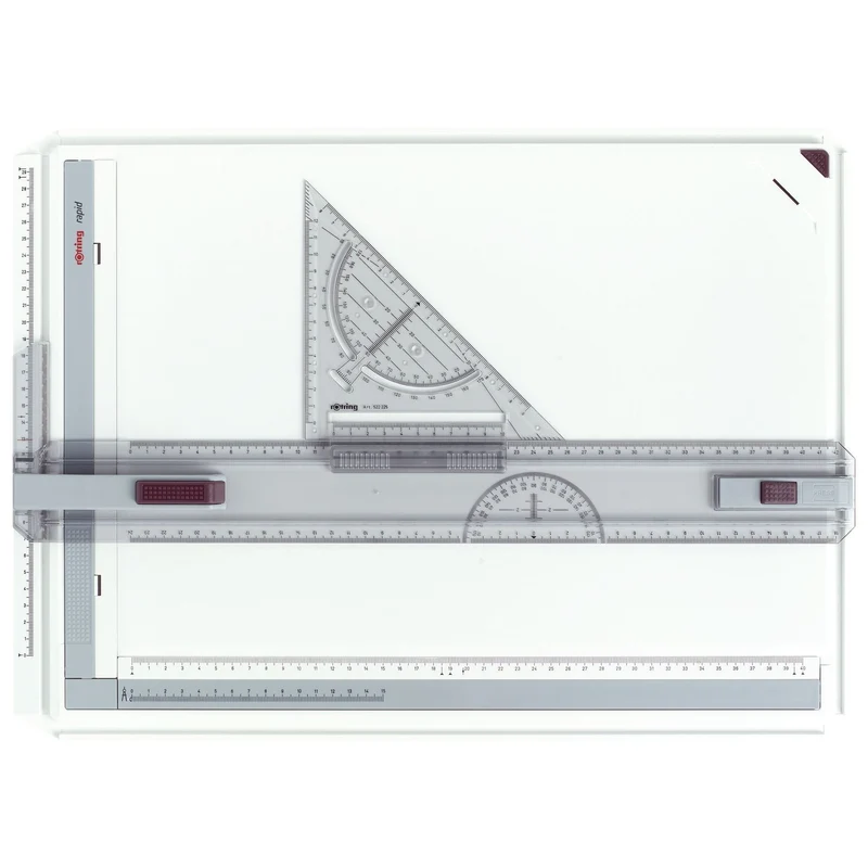 rOtring Rapid A3 Zeichenplatte | Professioneller Zeichenbrett mit Lineal und Zeichendreieck Rapid Ze
